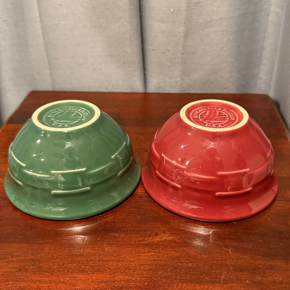 Longaberger Red and Green Ceramic Prep Bowls